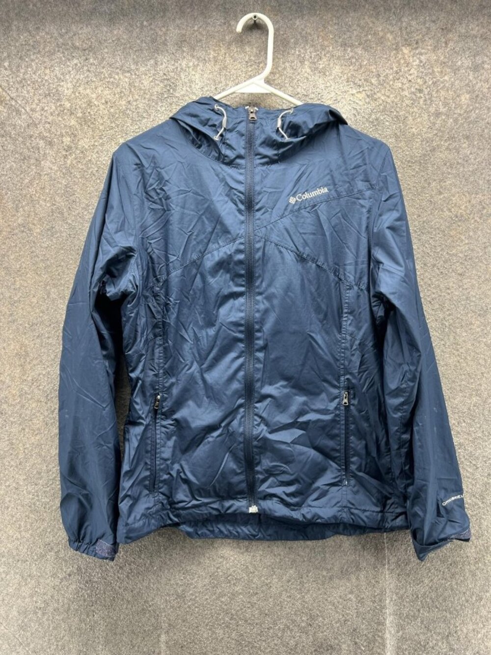 Columbia Jacket Womens Medium Blue Omni-Shield Hooded Full Zip Windbreaker
